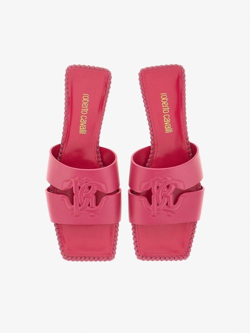 Roberto Cavalli Fuchsia Logo Slide Mules